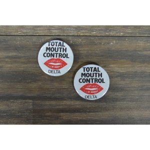 Delta Computer Technology Button Pin Lot of 2 Mouth Control Bag Gear